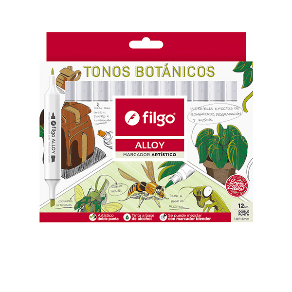 Marcadores Doble Punta "Botanicos" x12 (tinta a base de alcohol) - Filgo