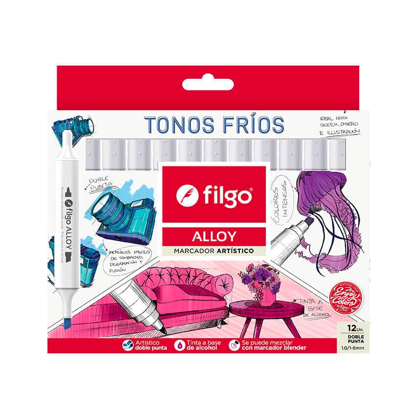 Marcadores Doble Punta "Frios" x12 (tinta a base de alcohol) - Filgo