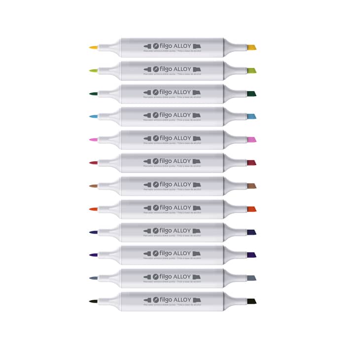 Marcadores Doble Punta Alloy Clásicos x12 (tinta a base de alcohol) - Filgo