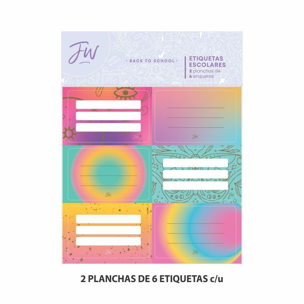Set Etiquetas Adhesivas "Colorful" x12 - FW