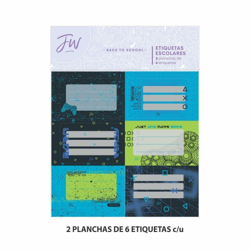 Set Etiquetas Adhesivas "Game On" x12 - FW