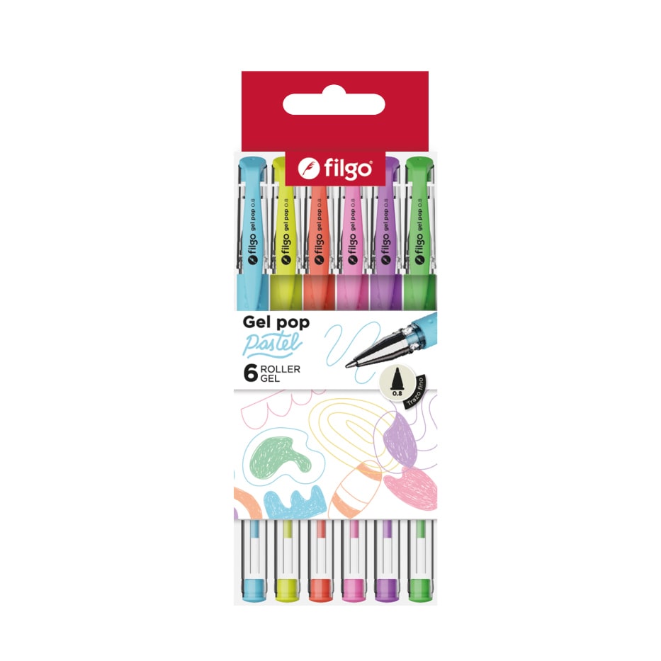 Lapicera Roller Gel Pop Pastel x6 - Filgo