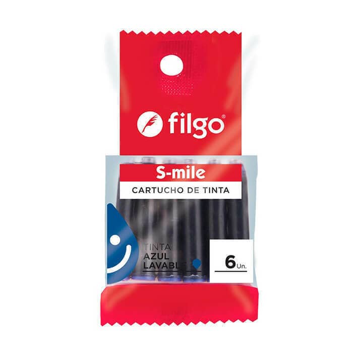 Cartucho Escolar de Tinta Azul x6 - Filgo