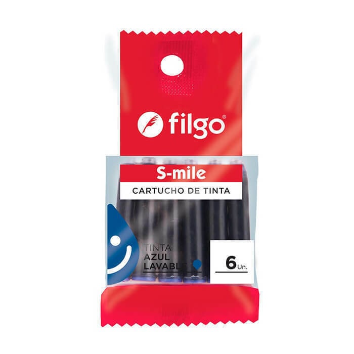 Cartucho Escolar de Tinta Azul x6 - Filgo