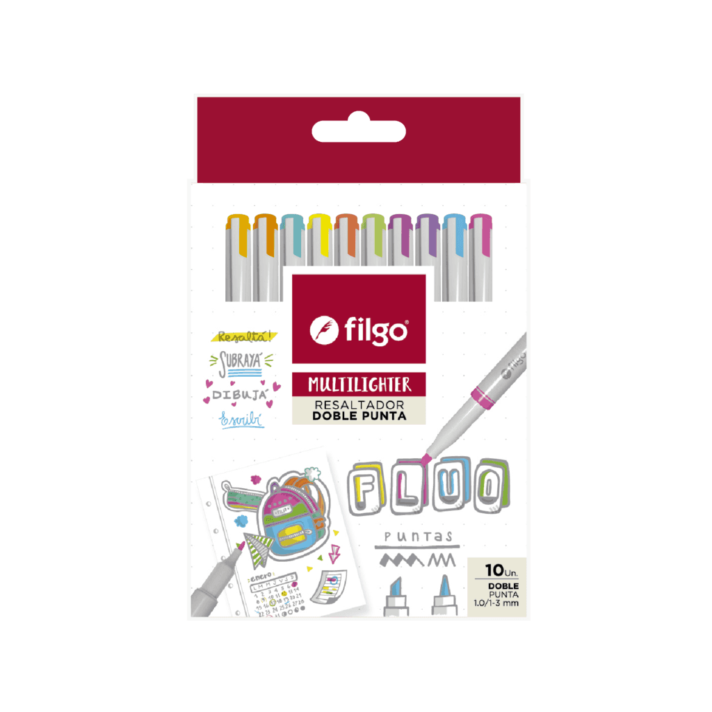 Resaltador Doble Punta Fluo Multilighter x10 - Filgo