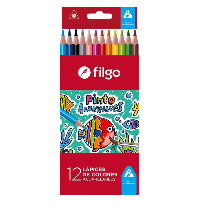 Lápices de Colores Pinto Acuarelable x12 - Filgo