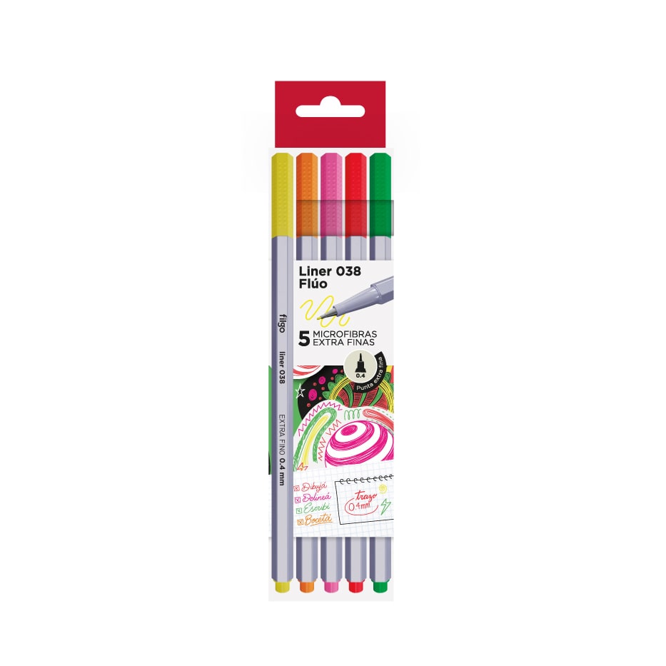 Microfibras Fluo Liner 038 x5 - Filgo