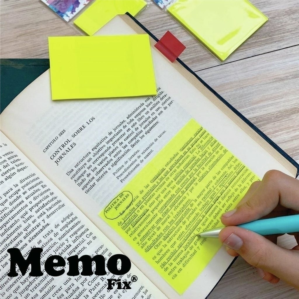 Notas Adhesivas Transparente 80x90 mm (804 Neon) - Memo Fix