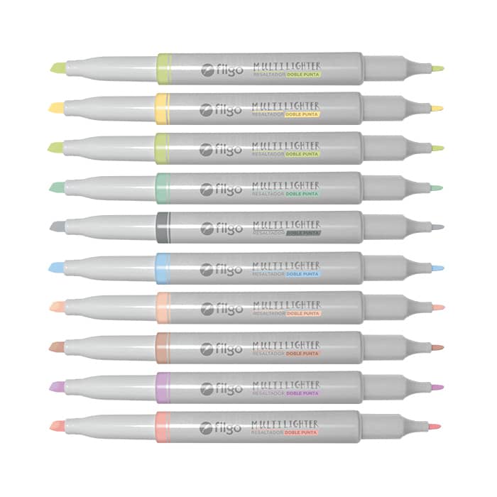 Resaltador Doble Punta Pastel Multilighter x10 - Filgo