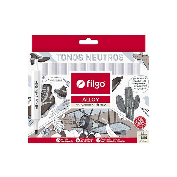 Marcadores Doble Punta "Neutros" (tinta a base de alcohol) - Filgo