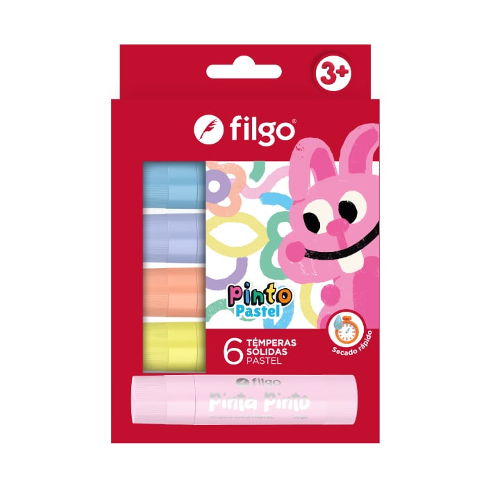 Tempera Solida Colores Pastel x6 - Filgo