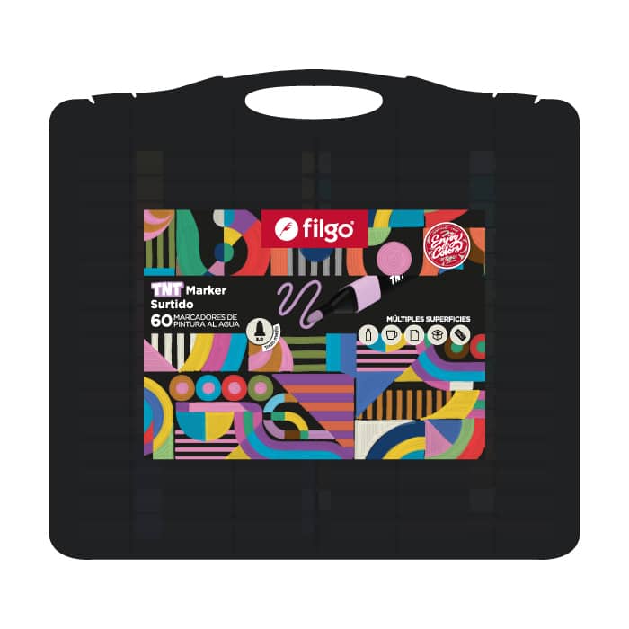 Valija Marcadores de Pintura al Agua TNT x60 - Filgo