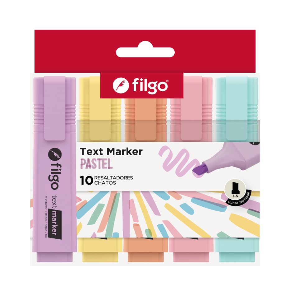 Resaltador Text Marker Pastel x10 - Filgo