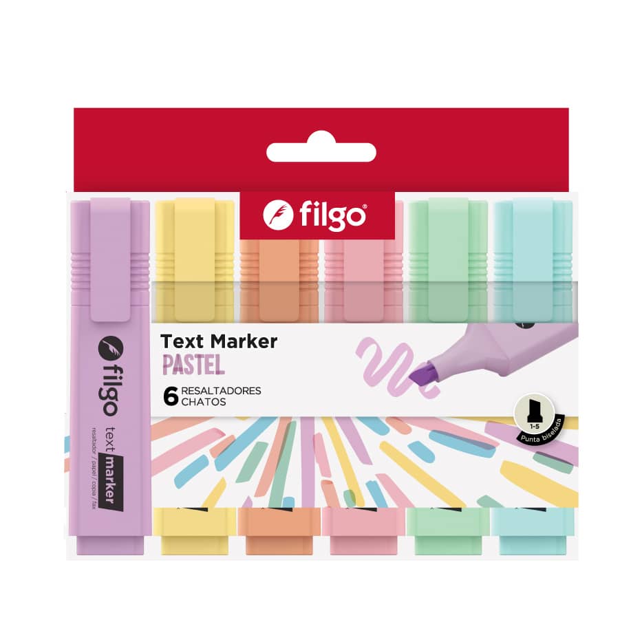 Resaltador Text Marker Pastel x6 - Filgo