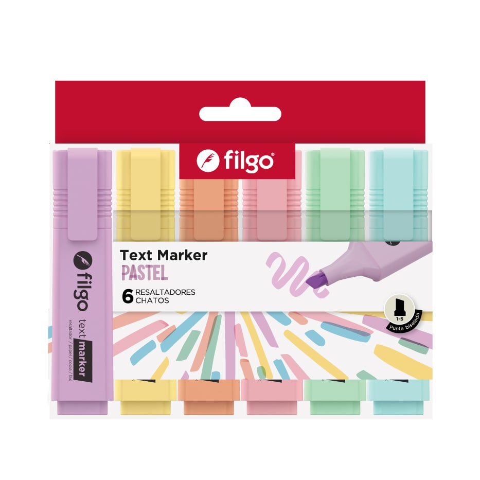 Resaltador Text Marker Pastel x6 - Filgo