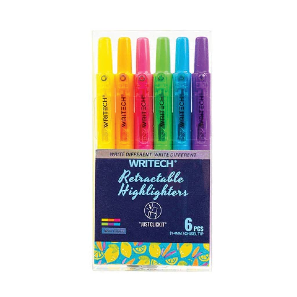 Resaltadores Retractil Neon x6 - Writech