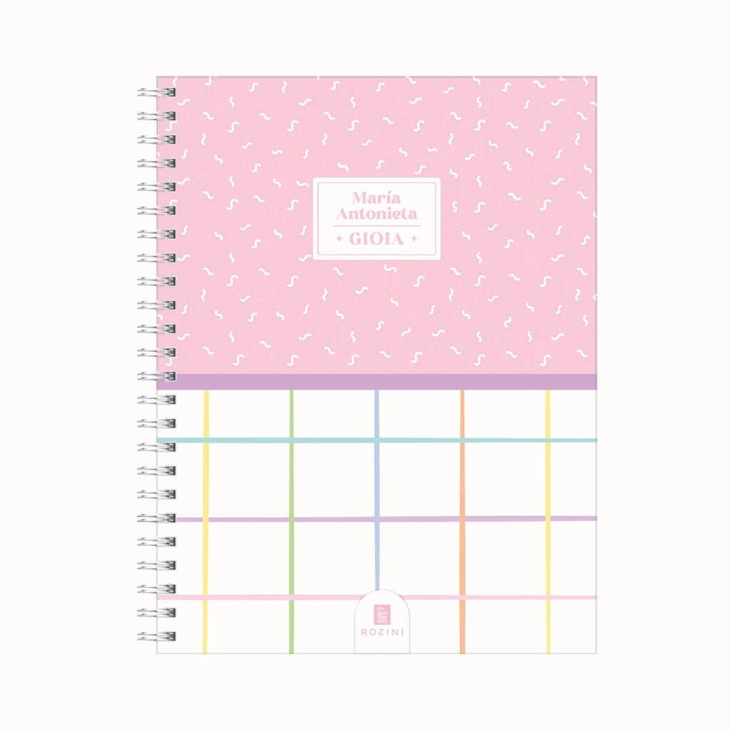 Cuaderno 16x21 Tapa Dura Hojas Colores "Gioia Rosa" - Rozini