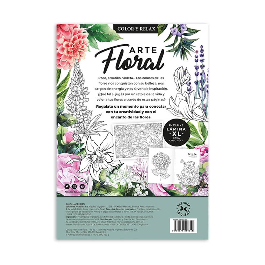 Libro para Colorear Arte Florar