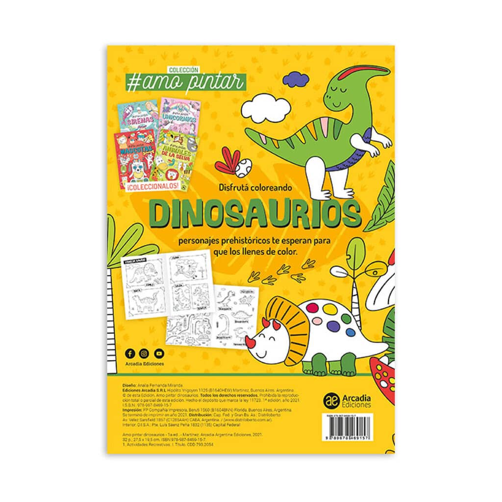 Libro para Colorear Amo Pintar Dinosaurios