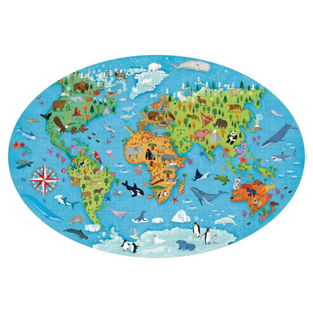 Puzzle Ovalado + Libro Los Animales del Mundo - Manolito Books