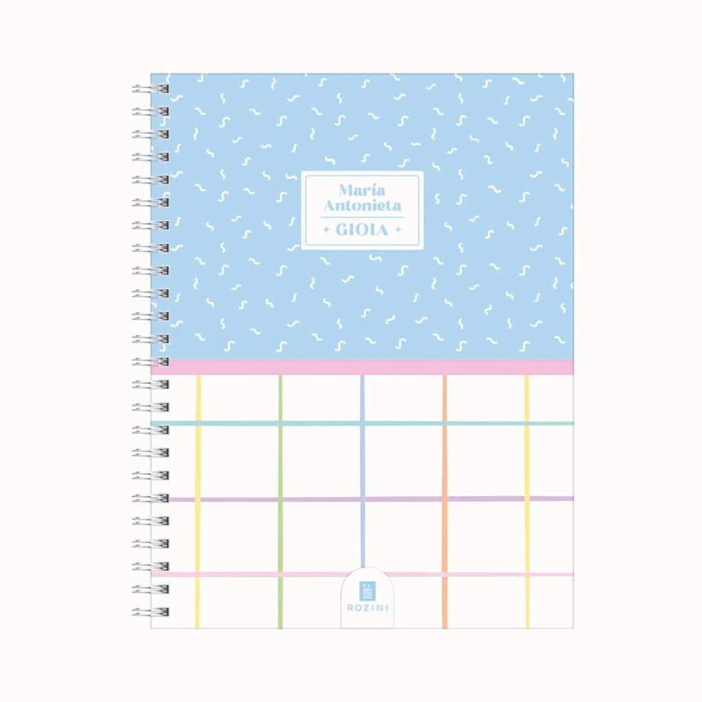 Cuaderno 16x21 Tapa Dura Hojas Colores "Gioia Celeste" - Rozini