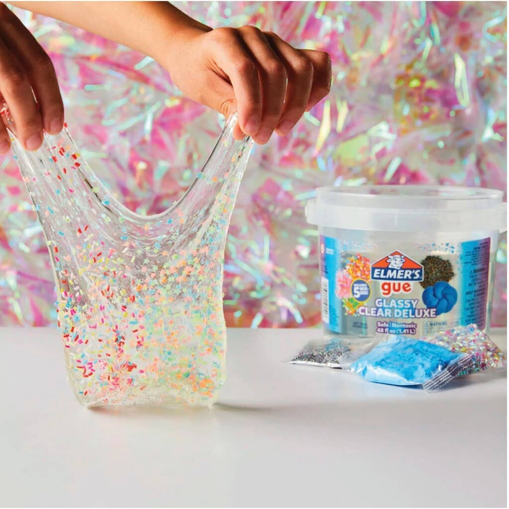 Kit Slime Gue Glassy Clear Deluxe 1,41 L + 5 Toppings - Elmer's