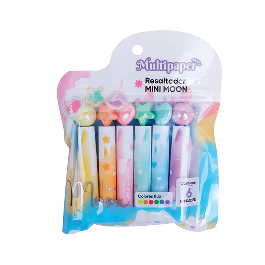 Resaltadores Mini Moon Fluo x6 - Multipaper