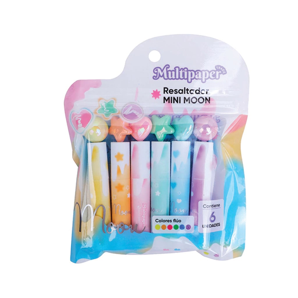 Resaltadores Mini Moon Fluo x6 - Multipaper