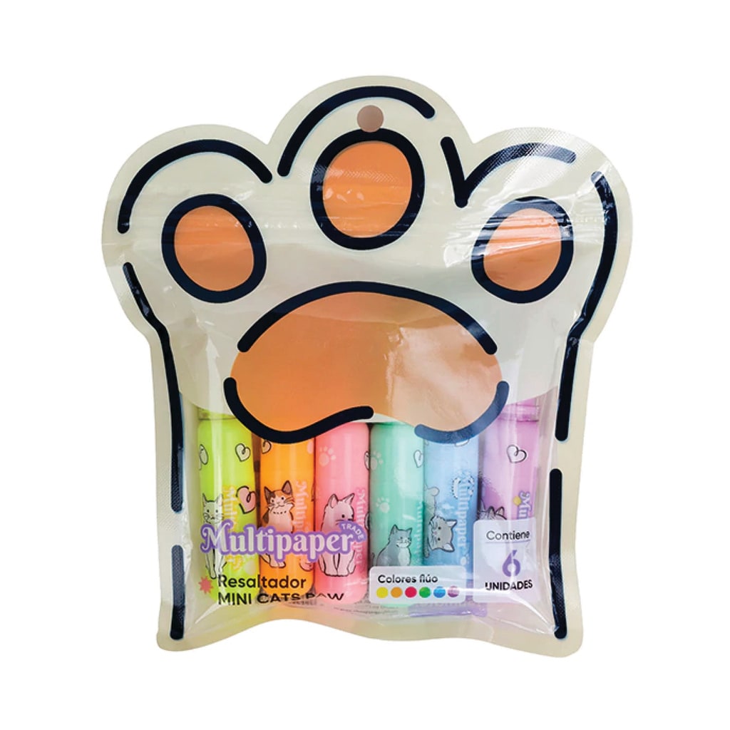 Resaltadores Mini Cats Paw Fluo x6 - Multipaper