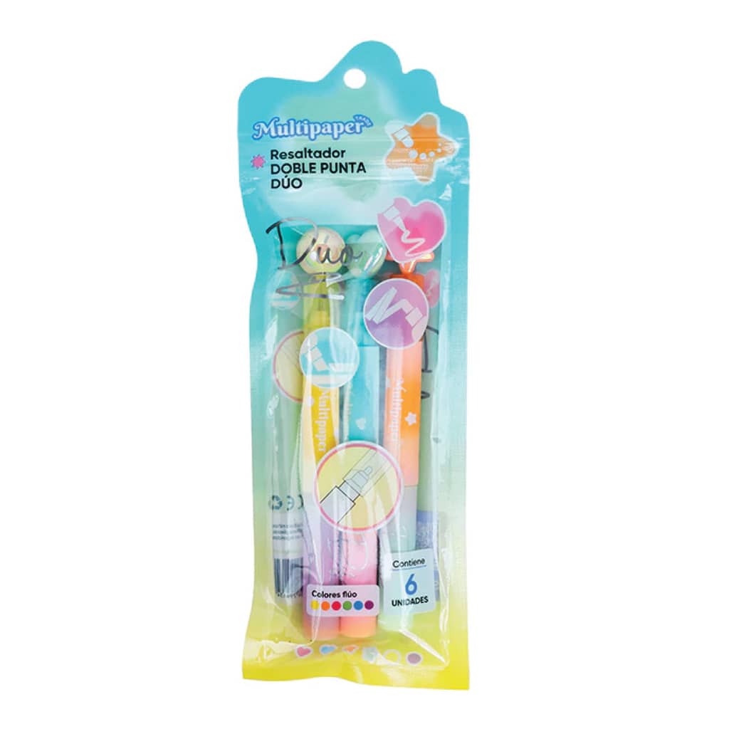 Resaltadores Doble Punta Duo Fluo x6 - Multipaper