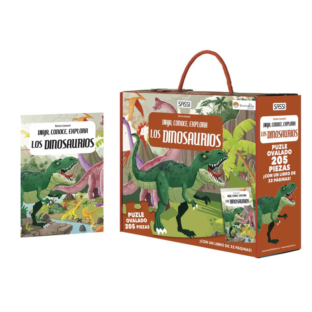 Puzzle Ovalado + Libro Los Dinosaurios - Manolito Books