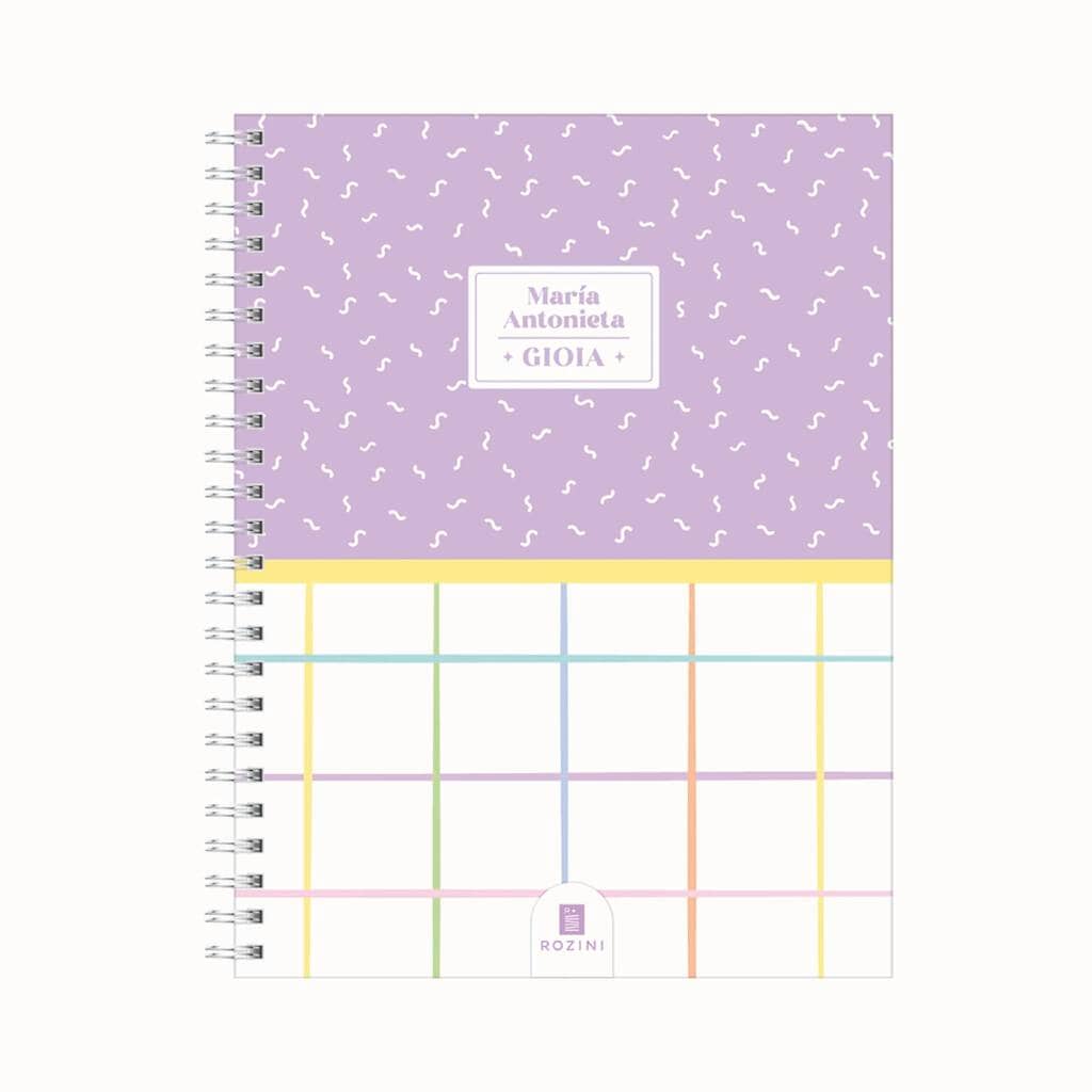 Cuaderno 16x21 Tapa Dura Hojas Colores "Gioia Lila" - Rozini
