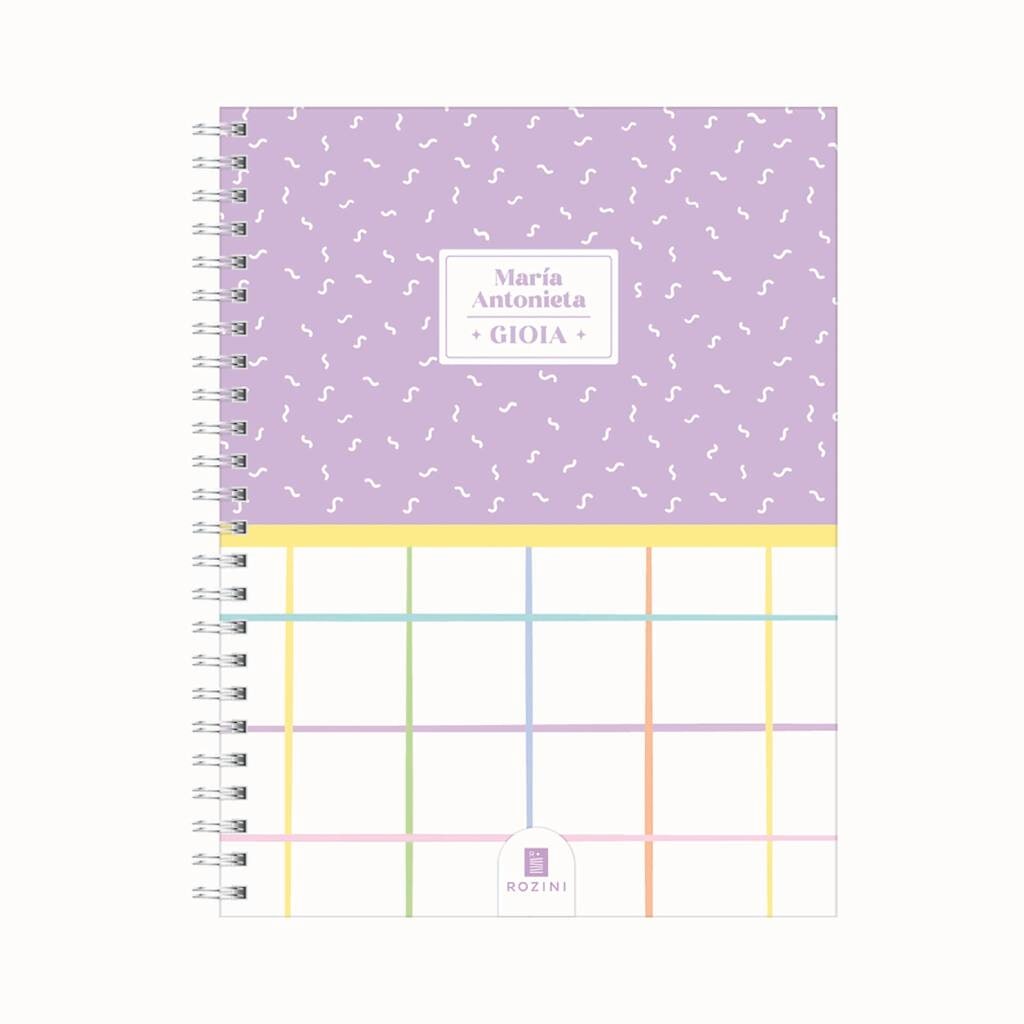 Cuaderno 16x21 Tapa Dura Hojas Colores "Gioia Lila" - Rozini