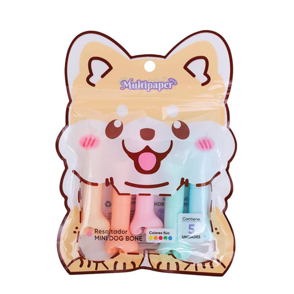 Resaltadores Mini Dog Bone Fluo x5 - Multipaper