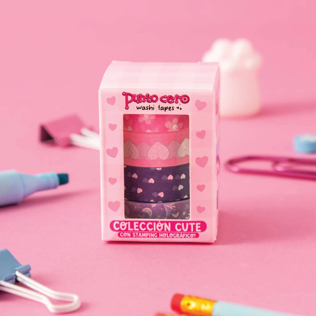 Washi Tape con Stamping x4 Cute - Punto Cero