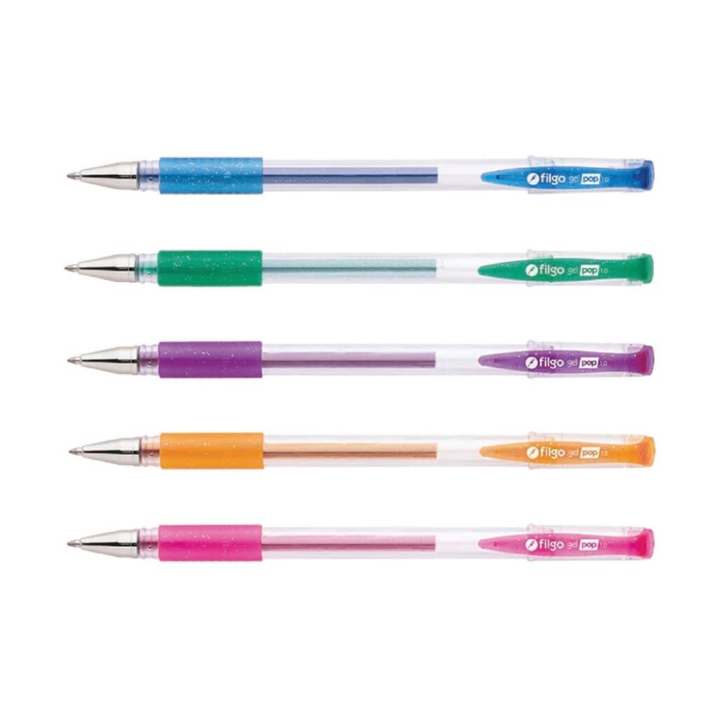 Lapicera Roller Gel Pop Glitter x5 - Filgo
