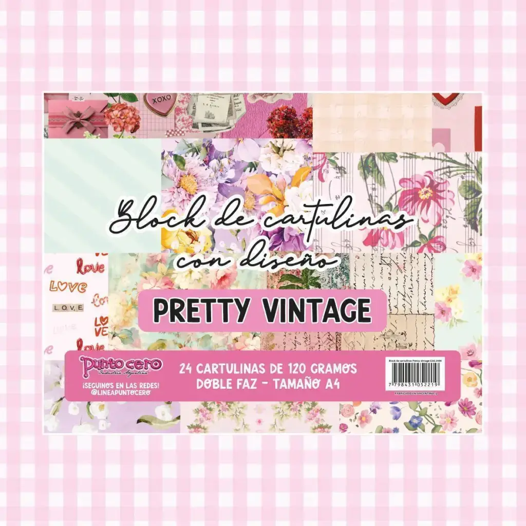 Block A4 Cartulinas con Diseño "Pretty Vintage" - Punto Cero