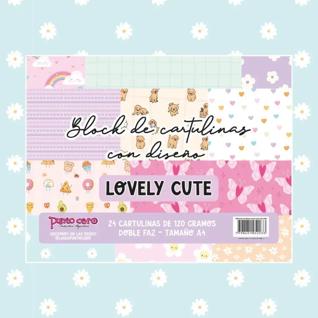 Block A4 Cartulinas con Diseño "LOVELY CUTE" - Punto Cero